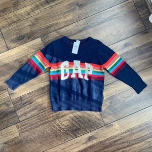 NWT! Baby Gap Navy Rainbow Logo Sweater 3T
